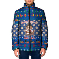 Korea Christmas Padded Jacket with Bear in Hanbok National Emblem and Traditional Boat Pattern Design - Wonder Print Shop