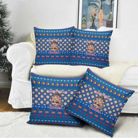 Korea Christmas Pillow Cover with Bear in Hanbok National Emblem and Traditional Boat Pattern Design - Wonder Print Shop
