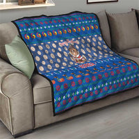 Korea Christmas Quilt with Bear in Hanbok National Emblem and Traditional Boat Pattern Design - Wonder Print Shop