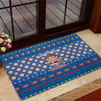 Korea Christmas Rubber Doormat with Bear in Hanbok National Emblem and Traditional Boat Pattern Design - Wonder Print Shop