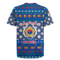 Korea Christmas Rugby Jersey with Bear in Hanbok National Emblem and Traditional Boat Pattern Design - Wonder Print Shop