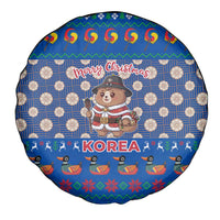 Korea Christmas Spare Tire Cover with Bear in Hanbok National Emblem and Traditional Boat Pattern Design - Wonder Print Shop