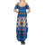Korea Christmas Summer Maxi Dress with Bear in Hanbok National Emblem and Traditional Boat Pattern Design - Wonder Print Shop