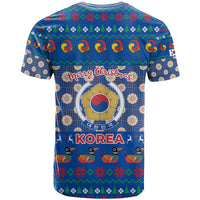 Korea Christmas T Shirt with Bear in Hanbok National Emblem and Traditional Boat Pattern Design - Wonder Print Shop