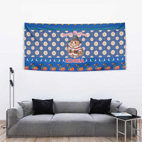 Korea Christmas Tapestry with Bear in Hanbok National Emblem and Traditional Boat Pattern Design - Wonder Print Shop