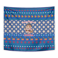 Korea Christmas Tapestry with Bear in Hanbok National Emblem and Traditional Boat Pattern Design - Wonder Print Shop