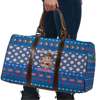 Korea Christmas Travel Bag with Bear in Hanbok National Emblem and Traditional Boat Pattern Design - Wonder Print Shop