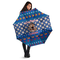 Korea Christmas Umbrella with Bear in Hanbok National Emblem and Traditional Boat Pattern Design - Wonder Print Shop