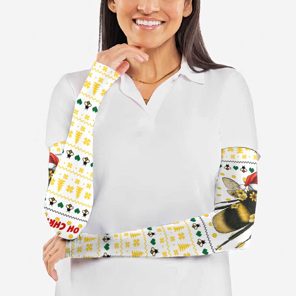Oh Christmas Bee Bee Christmas Arm Sleeves Xmas Holiday Patterns - Wonder Print Shop