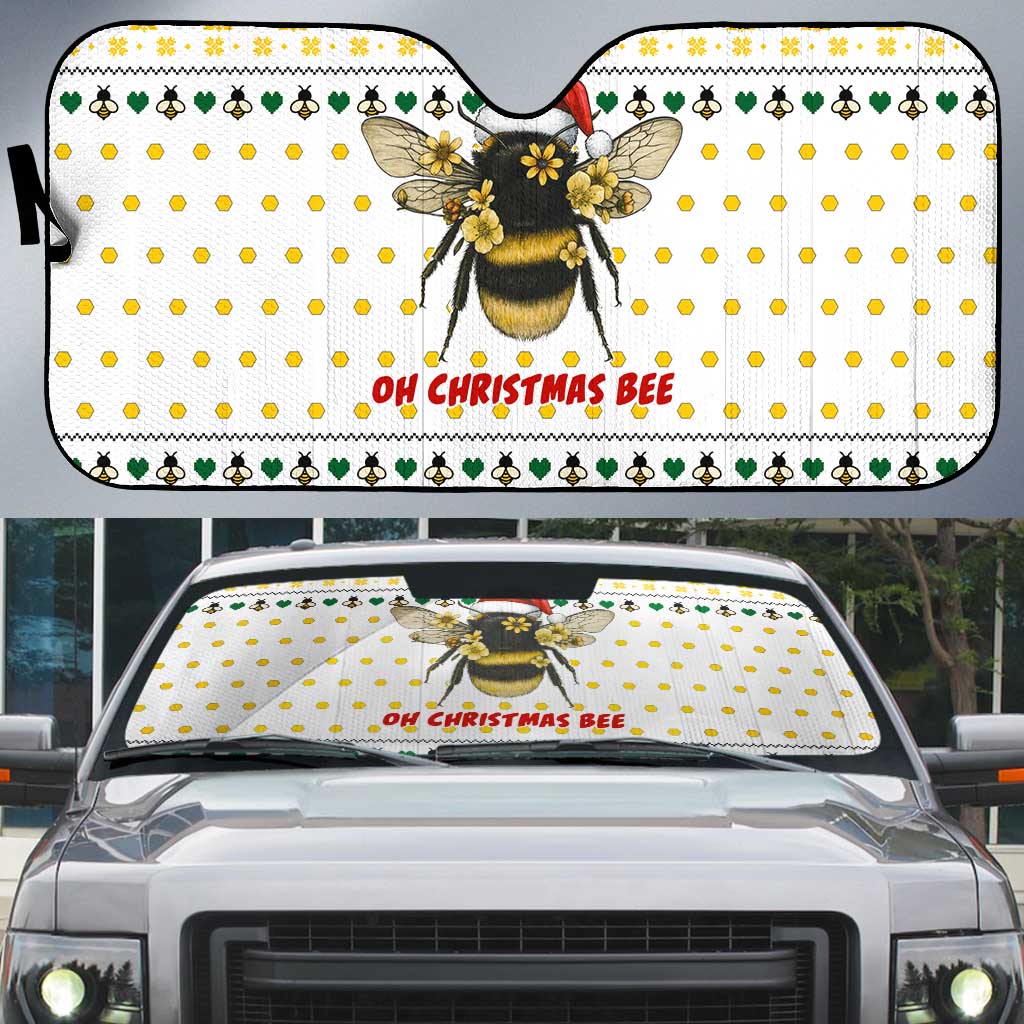 Oh Christmas Bee Bee Christmas Auto Sun Shade Xmas Holiday Patterns - Wonder Print Shop