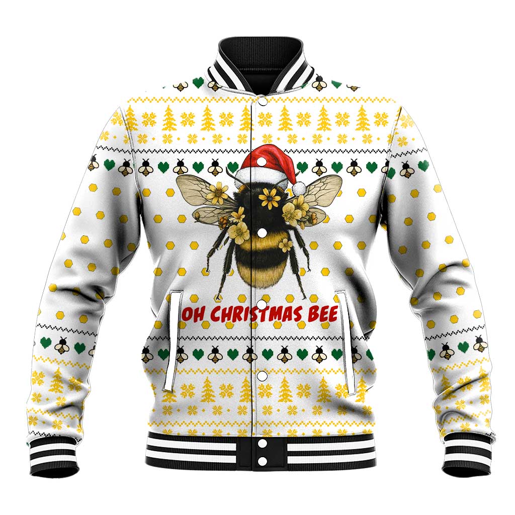 Oh Christmas Bee Bee Christmas Baseball Jacket Xmas Holiday Patterns - Wonder Print Shop