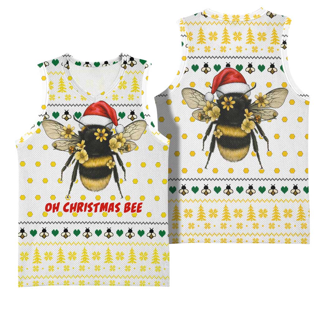 Oh Christmas Bee Bee Christmas Basketball Jersey Xmas Holiday Patterns - Wonder Print Shop