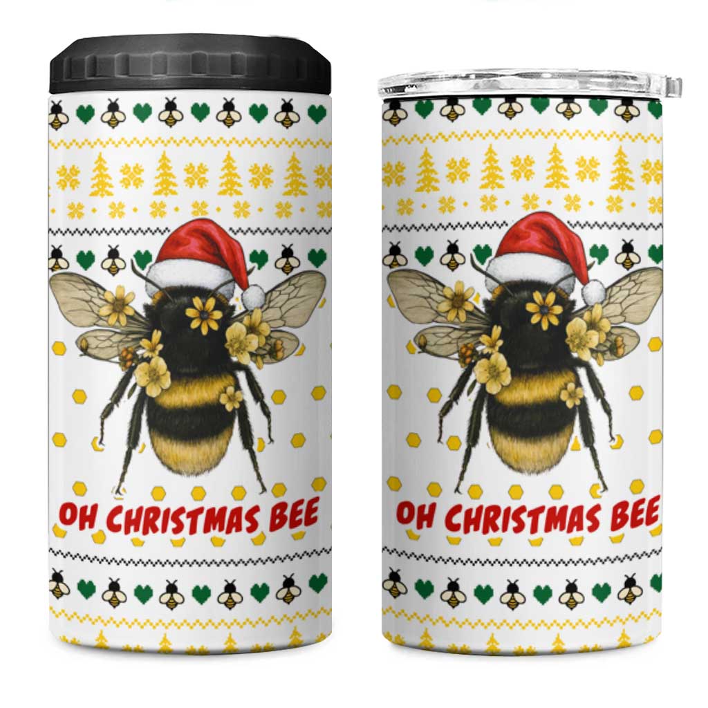 Oh Christmas Bee Bee Christmas 4 in 1 Can Cooler Tumbler Xmas Holiday Patterns - Wonder Print Shop