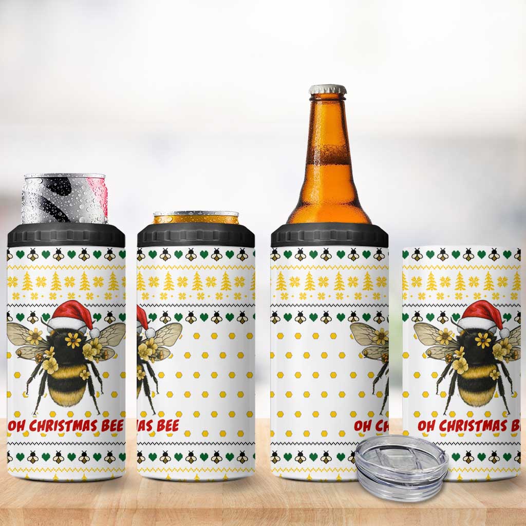 Oh Christmas Bee Bee Christmas 4 in 1 Can Cooler Tumbler Xmas Holiday Patterns - Wonder Print Shop