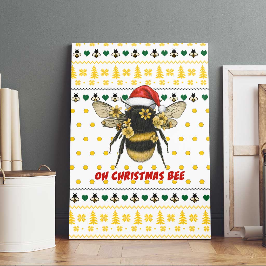 Oh Christmas Bee Bee Christmas Canvas Wall Art Xmas Holiday Patterns - Wonder Print Shop