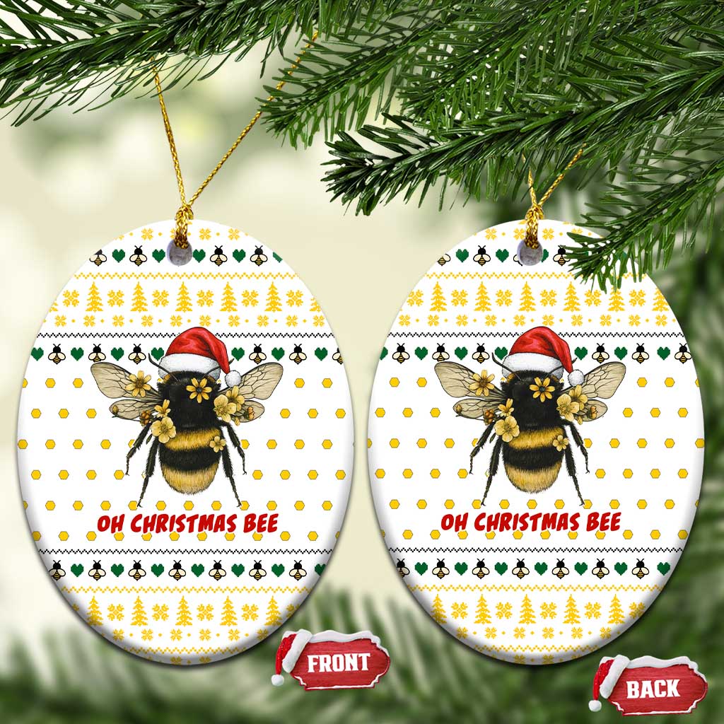 Oh Christmas Bee Bee Christmas Ceramic Ornament Xmas Holiday Patterns - Wonder Print Shop