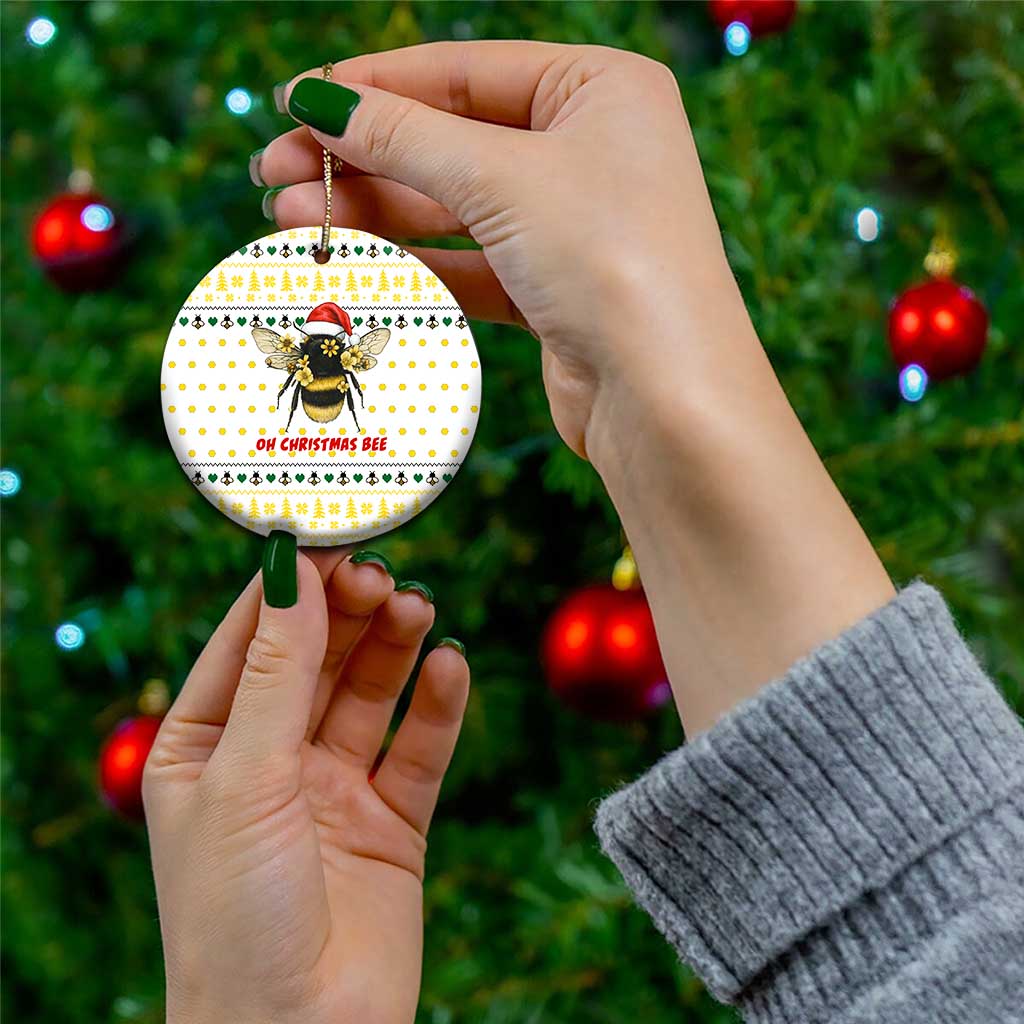 Oh Christmas Bee Bee Christmas Ceramic Ornament Xmas Holiday Patterns - Wonder Print Shop
