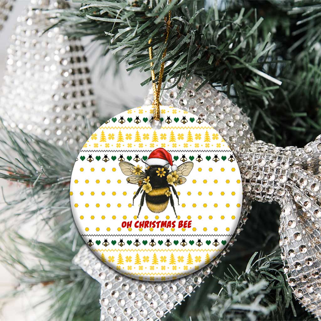 Oh Christmas Bee Bee Christmas Ceramic Ornament Xmas Holiday Patterns - Wonder Print Shop