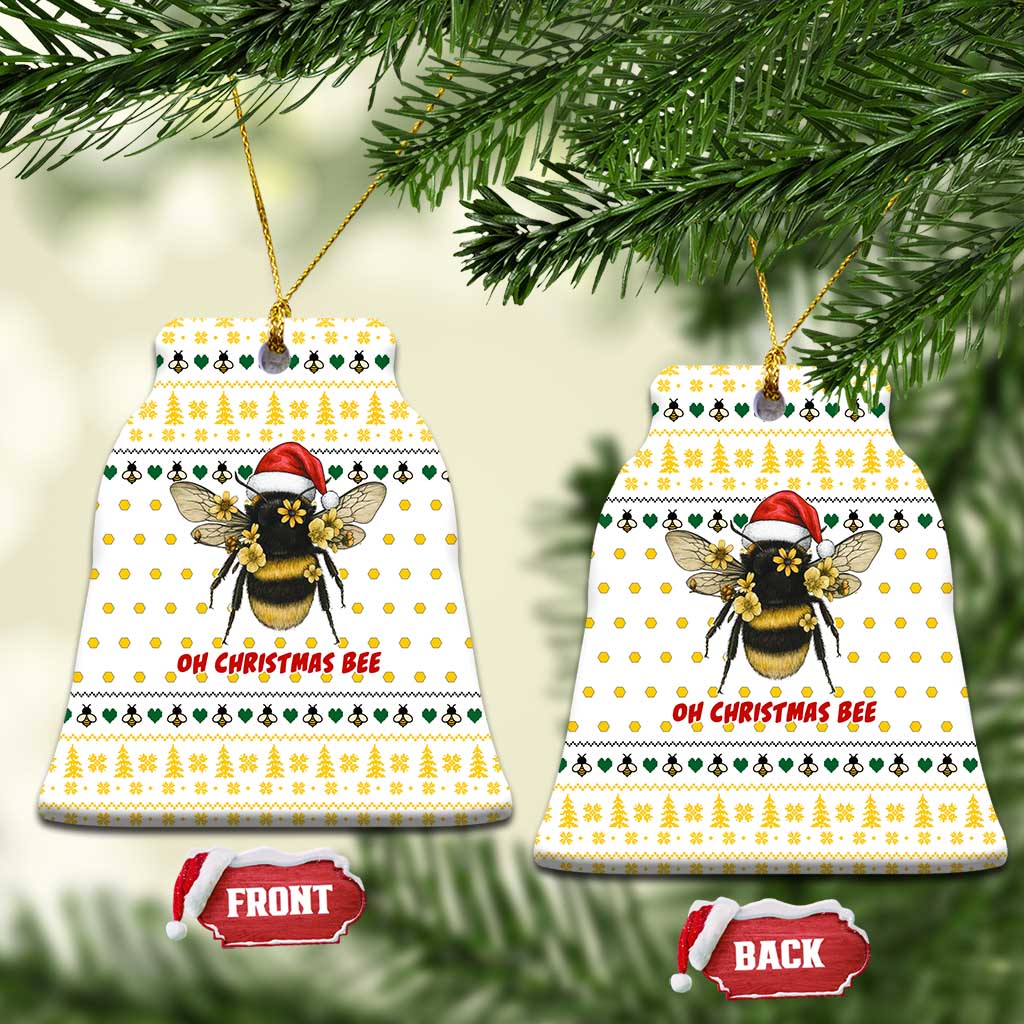 Oh Christmas Bee Bee Christmas Ceramic Ornament Xmas Holiday Patterns - Wonder Print Shop