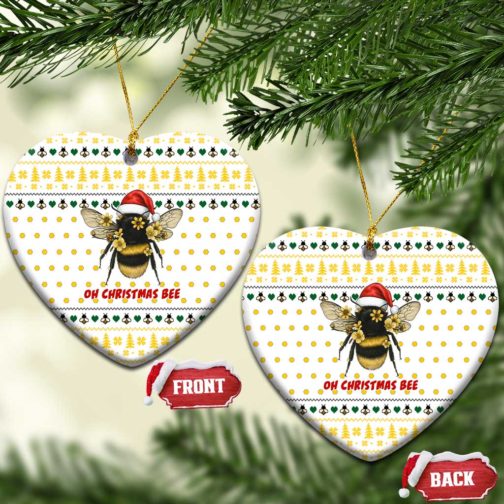 Oh Christmas Bee Bee Christmas Ceramic Ornament Xmas Holiday Patterns - Wonder Print Shop