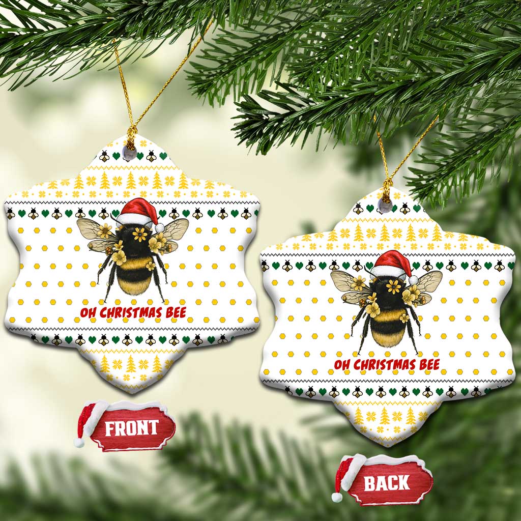 Oh Christmas Bee Bee Christmas Ceramic Ornament Xmas Holiday Patterns - Wonder Print Shop