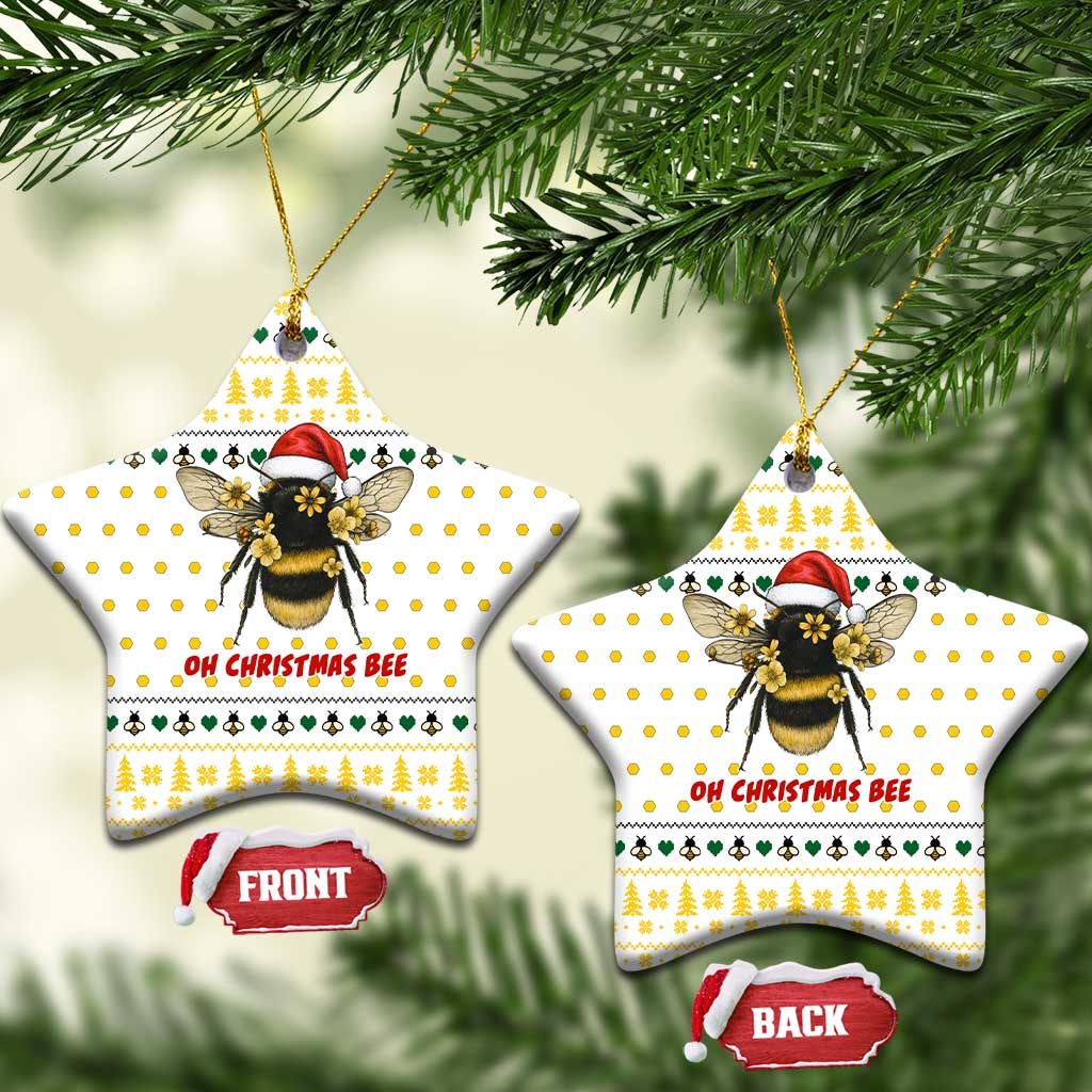 Oh Christmas Bee Bee Christmas Ceramic Ornament Xmas Holiday Patterns - Wonder Print Shop