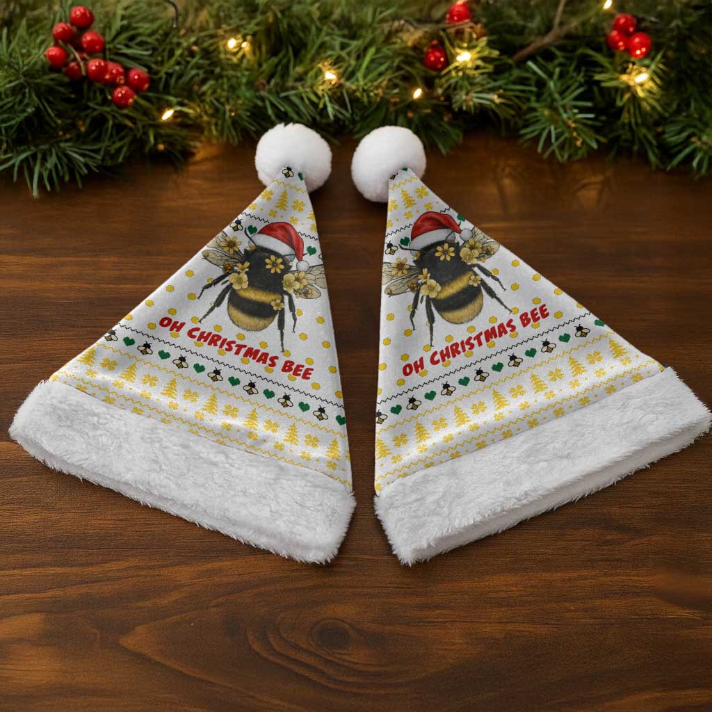 Oh Christmas Bee Bee Christmas Santa Hat Xmas Holiday Patterns - Wonder Print Shop