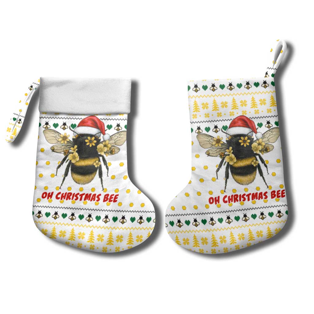 Oh Christmas Bee Bee Christmas Stocking Xmas Holiday Patterns - Wonder Print Shop