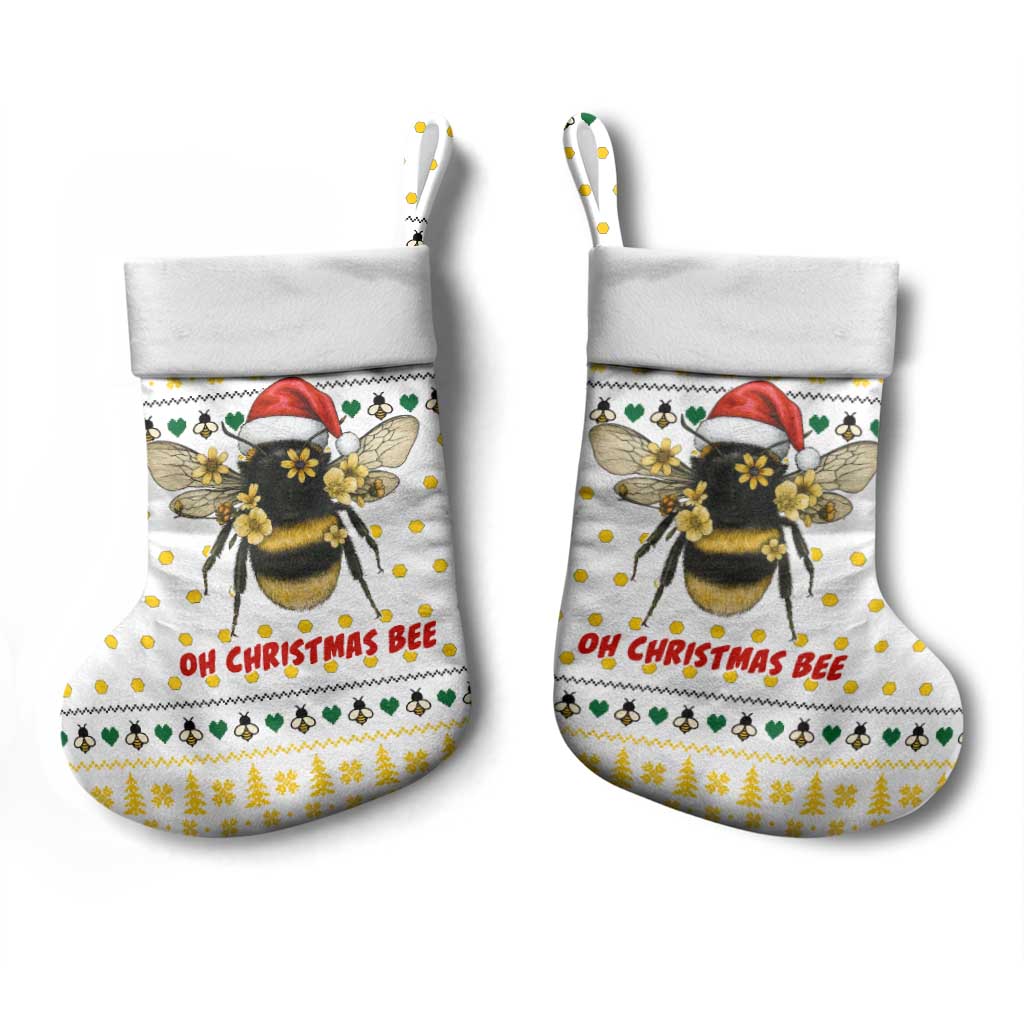 Oh Christmas Bee Bee Christmas Stocking Xmas Holiday Patterns - Wonder Print Shop