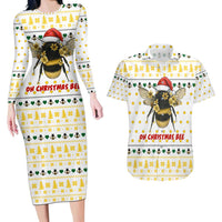 Oh Christmas Bee Bee Christmas Couples Matching Long Sleeve Bodycon Dress and Hawaiian Shirt Xmas Holiday Patterns - Wonder Print Shop