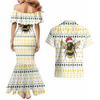 Oh Christmas Bee Bee Christmas Couples Matching Mermaid Dress and Hawaiian Shirt Xmas Holiday Patterns - Wonder Print Shop