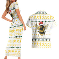 Oh Christmas Bee Bee Christmas Couples Matching Short Sleeve Bodycon Dress and Hawaiian Shirt Xmas Holiday Patterns - Wonder Print Shop