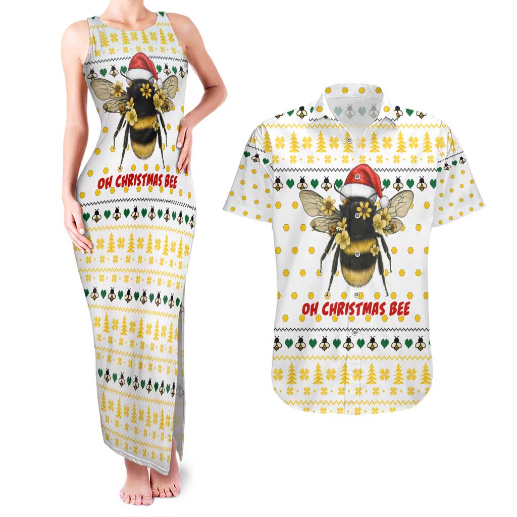 Oh Christmas Bee Bee Christmas Couples Matching Tank Maxi Dress and Hawaiian Shirt Xmas Holiday Patterns - Wonder Print Shop