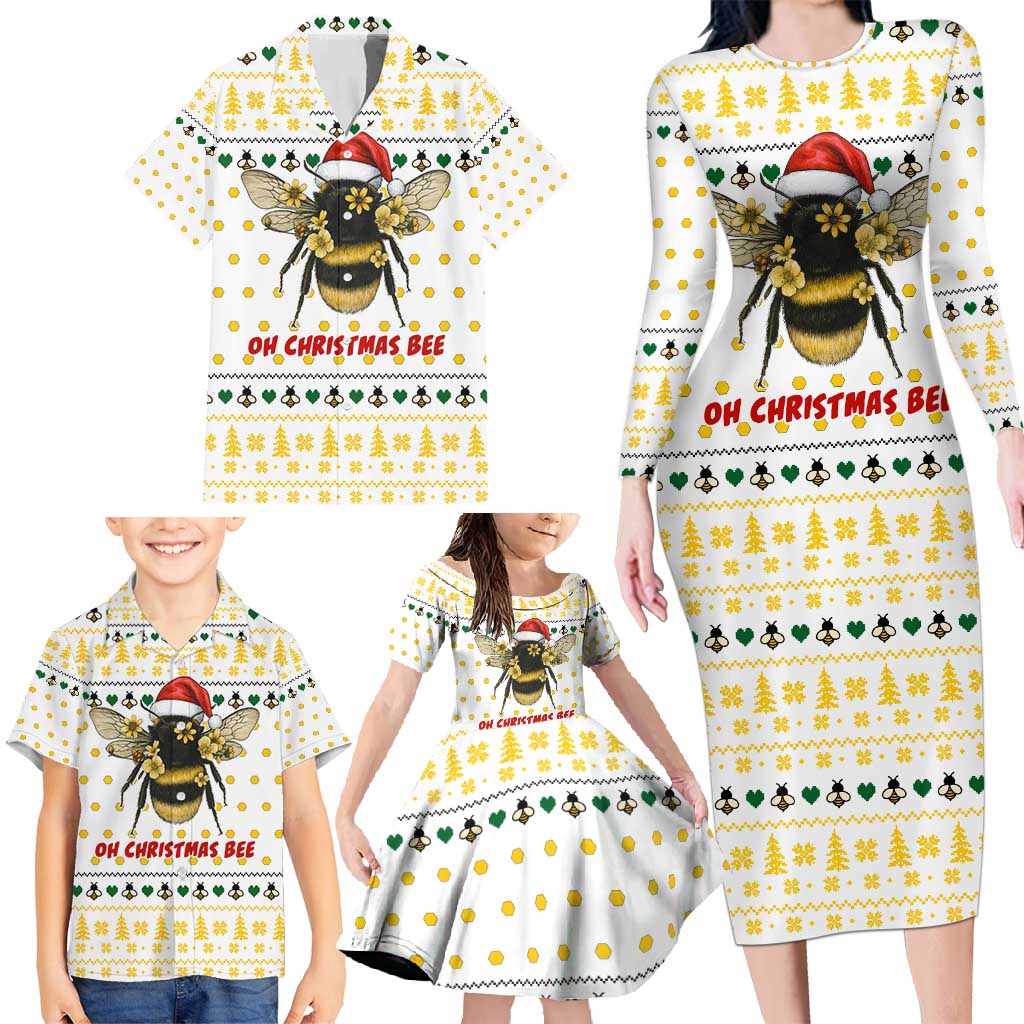 Oh Christmas Bee Bee Christmas Family Matching Long Sleeve Bodycon Dress and Hawaiian Shirt Xmas Holiday Patterns - Wonder Print Shop