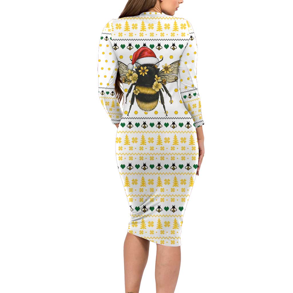 Oh Christmas Bee Bee Christmas Family Matching Long Sleeve Bodycon Dress and Hawaiian Shirt Xmas Holiday Patterns - Wonder Print Shop