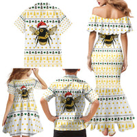 Oh Christmas Bee Bee Christmas Family Matching Mermaid Dress and Hawaiian Shirt Xmas Holiday Patterns - Wonder Print Shop