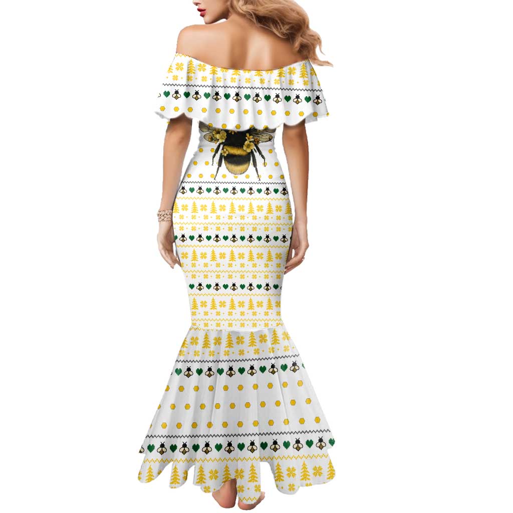 Oh Christmas Bee Bee Christmas Family Matching Mermaid Dress and Hawaiian Shirt Xmas Holiday Patterns - Wonder Print Shop