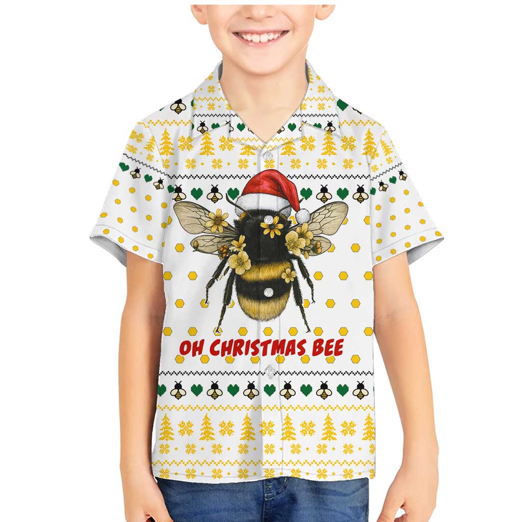 Oh Christmas Bee Bee Christmas Family Matching Mermaid Dress and Hawaiian Shirt Xmas Holiday Patterns - Wonder Print Shop