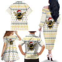 Oh Christmas Bee Bee Christmas Family Matching Off The Shoulder Long Sleeve Dress and Hawaiian Shirt Xmas Holiday Patterns - Wonder Print Shop