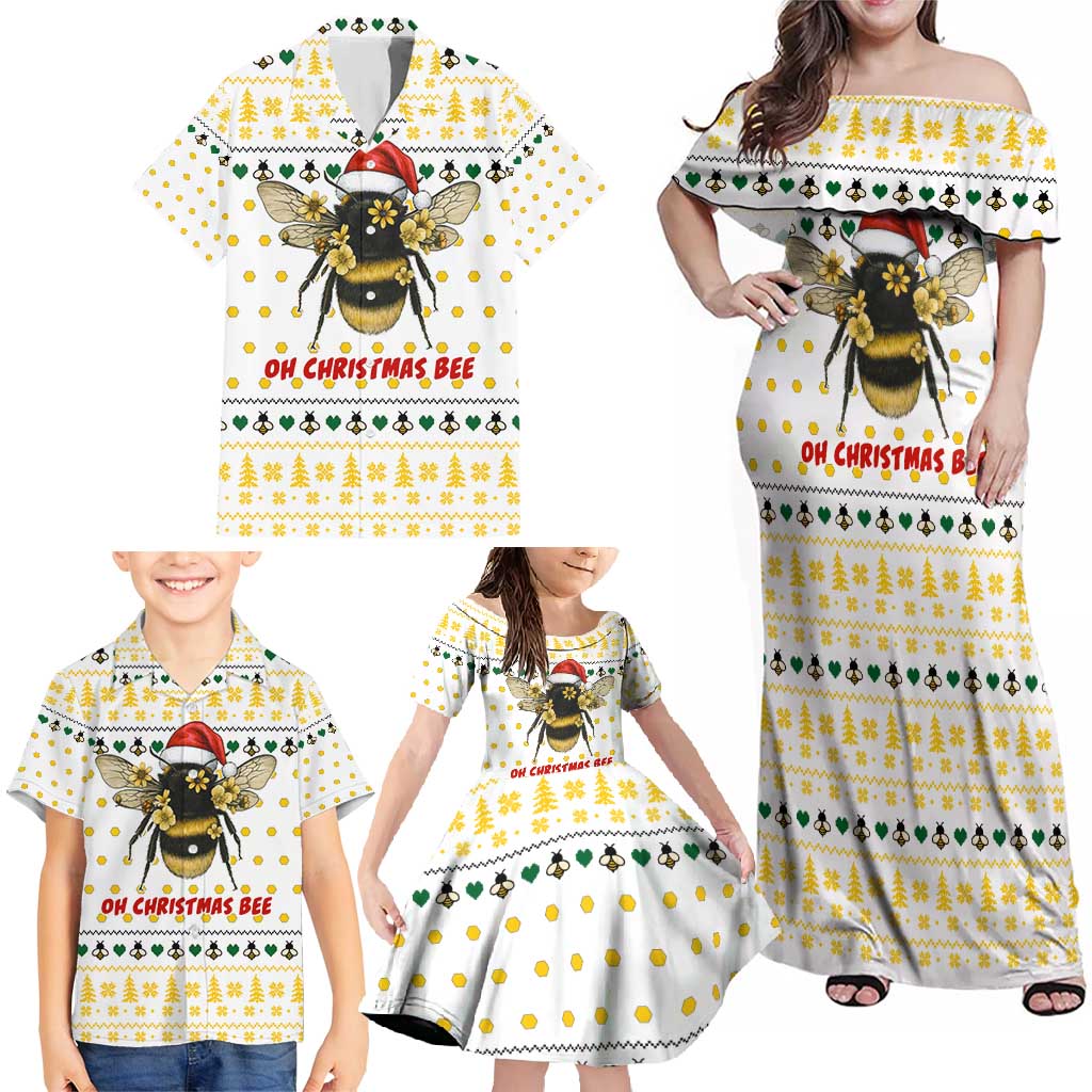 Oh Christmas Bee Bee Christmas Family Matching Off Shoulder Maxi Dress and Hawaiian Shirt Xmas Holiday Patterns - Wonder Print Shop