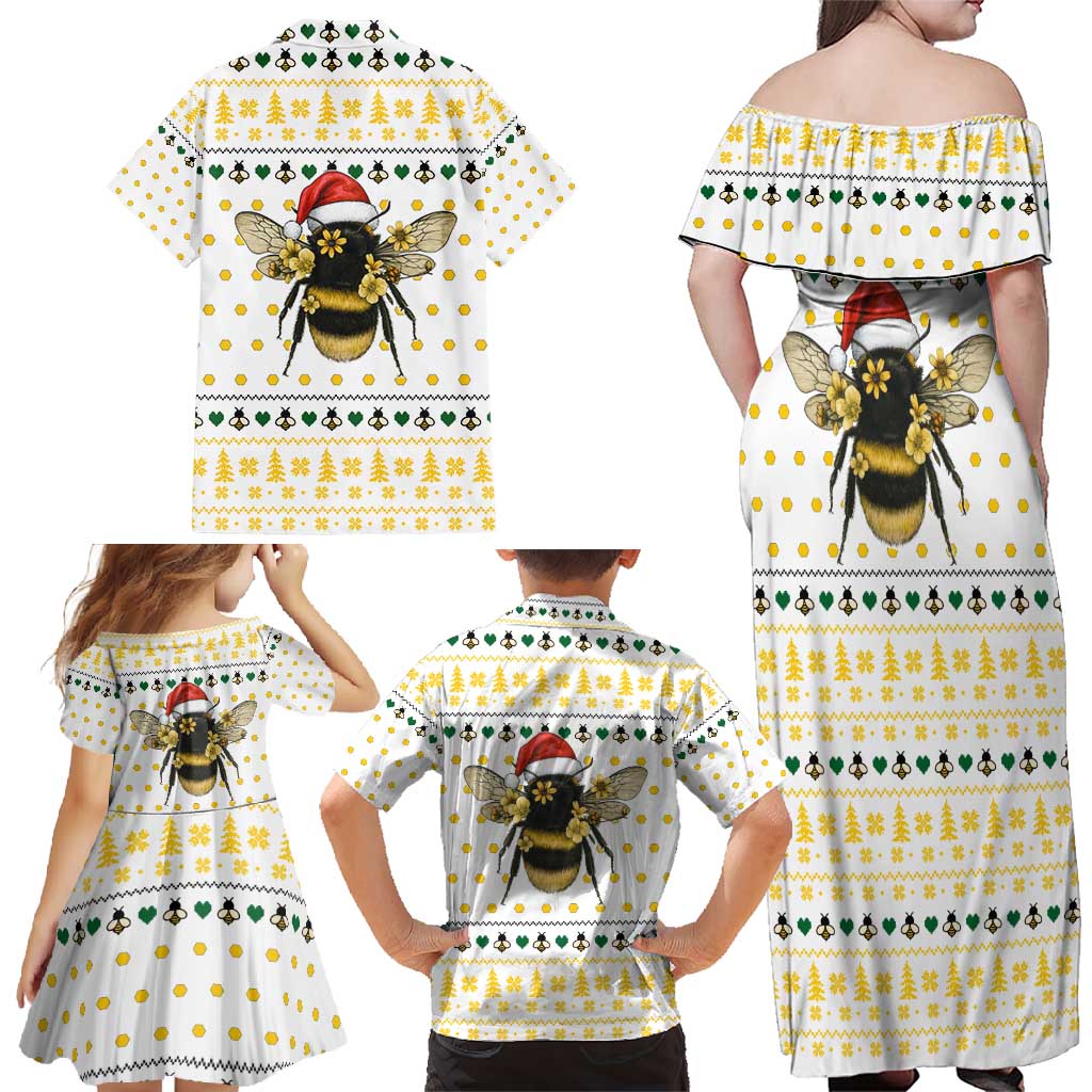 Oh Christmas Bee Bee Christmas Family Matching Off Shoulder Maxi Dress and Hawaiian Shirt Xmas Holiday Patterns - Wonder Print Shop