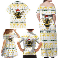 Oh Christmas Bee Bee Christmas Family Matching Off Shoulder Maxi Dress and Hawaiian Shirt Xmas Holiday Patterns - Wonder Print Shop