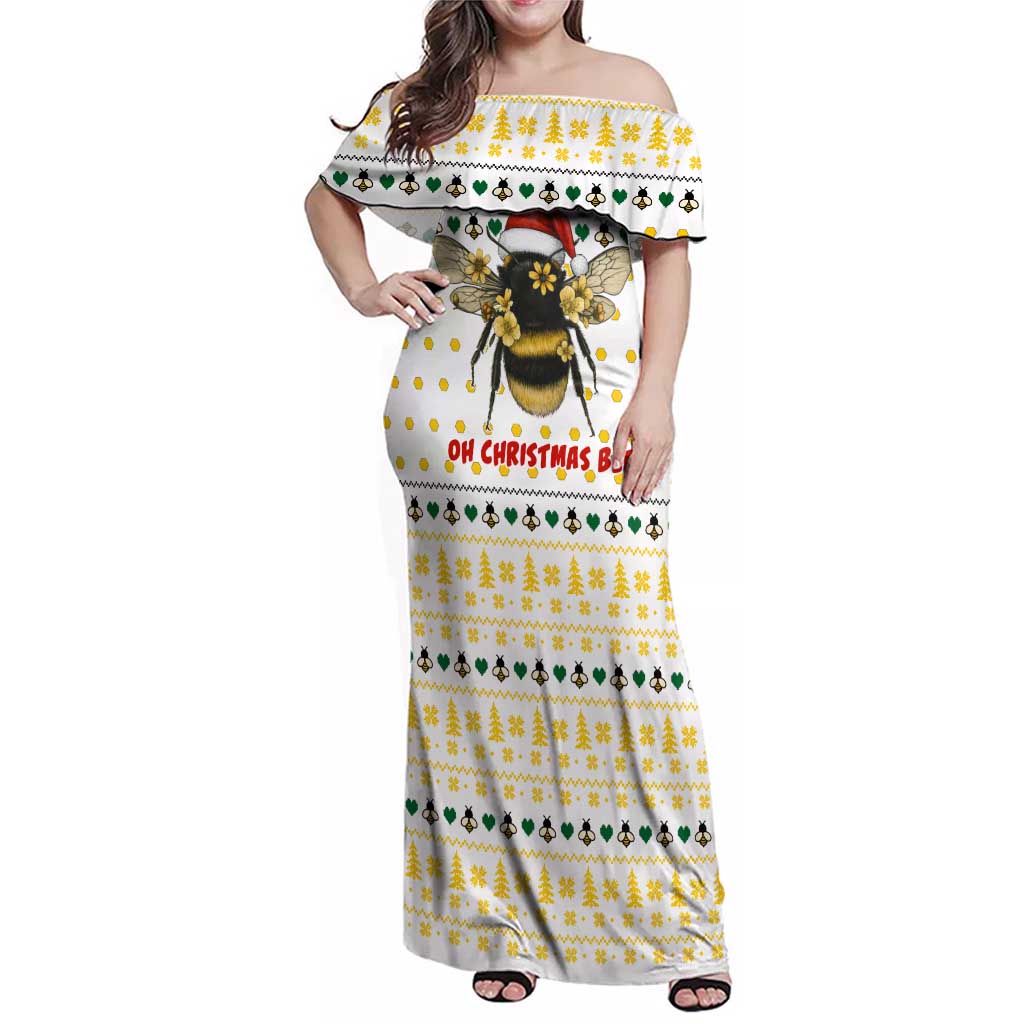 Oh Christmas Bee Bee Christmas Family Matching Off Shoulder Maxi Dress and Hawaiian Shirt Xmas Holiday Patterns - Wonder Print Shop