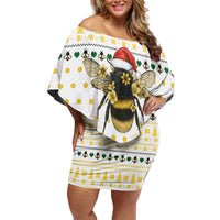 Oh Christmas Bee Bee Christmas Family Matching Off Shoulder Short Dress and Hawaiian Shirt Xmas Holiday Patterns - Wonder Print Shop