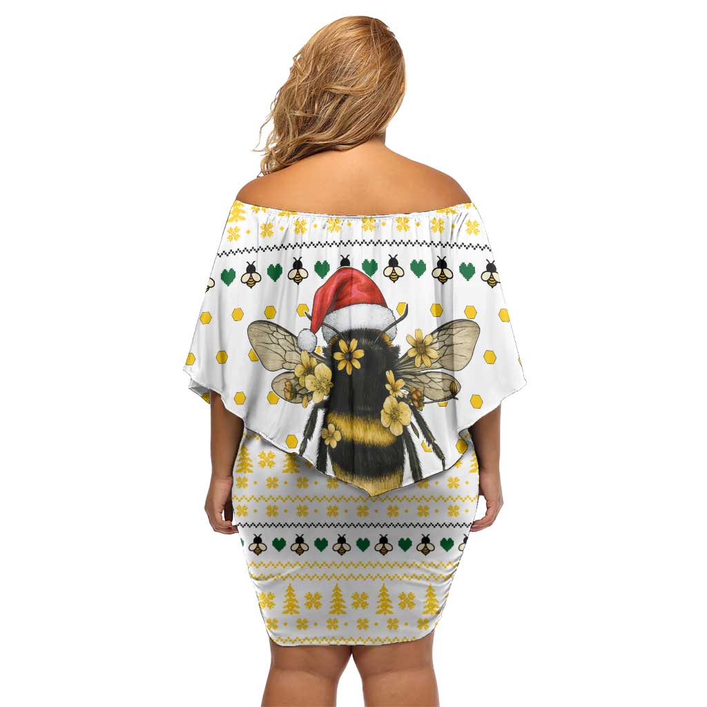 Oh Christmas Bee Bee Christmas Family Matching Off Shoulder Short Dress and Hawaiian Shirt Xmas Holiday Patterns - Wonder Print Shop