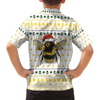 Oh Christmas Bee Bee Christmas Family Matching Short Sleeve Bodycon Dress and Hawaiian Shirt Xmas Holiday Patterns - Wonder Print Shop