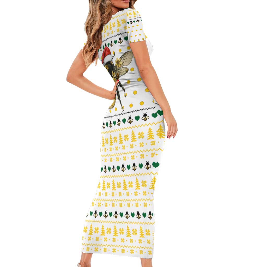 Oh Christmas Bee Bee Christmas Family Matching Short Sleeve Bodycon Dress and Hawaiian Shirt Xmas Holiday Patterns - Wonder Print Shop