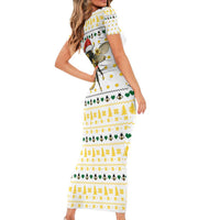 Oh Christmas Bee Bee Christmas Family Matching Short Sleeve Bodycon Dress and Hawaiian Shirt Xmas Holiday Patterns - Wonder Print Shop