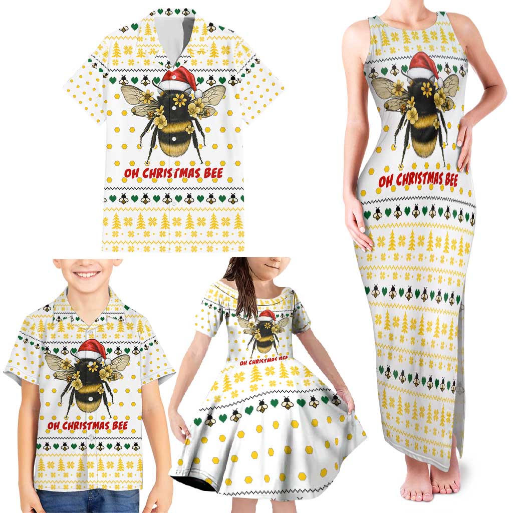 Oh Christmas Bee Bee Christmas Family Matching Tank Maxi Dress and Hawaiian Shirt Xmas Holiday Patterns - Wonder Print Shop