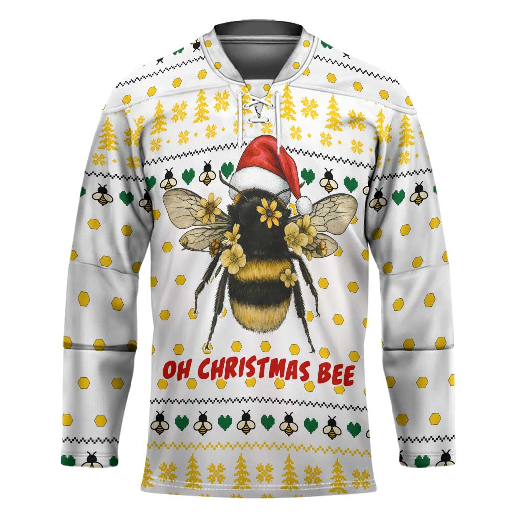 Oh Christmas Bee Bee Christmas Hockey Jersey Xmas Holiday Patterns - Wonder Print Shop